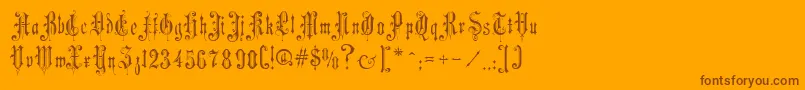 MusicHallRegular-Schriftart – Braune Schriften auf orangefarbenem Hintergrund