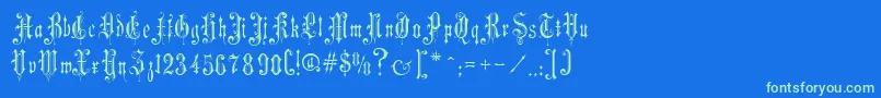 MusicHallRegular-Schriftart – Grüne Schriften auf blauem Hintergrund