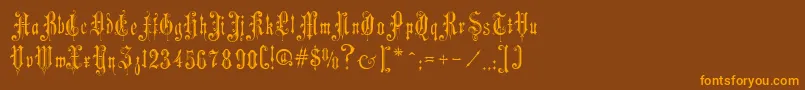 MusicHallRegular-Schriftart – Orangefarbene Schriften auf braunem Hintergrund