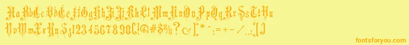 フォントMusicHallRegular – オレンジの文字が黄色の背景にあります。