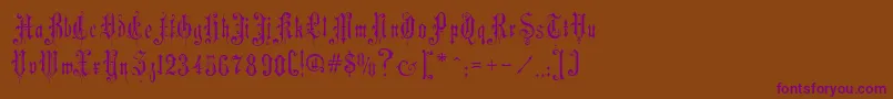 MusicHallRegular-Schriftart – Violette Schriften auf braunem Hintergrund