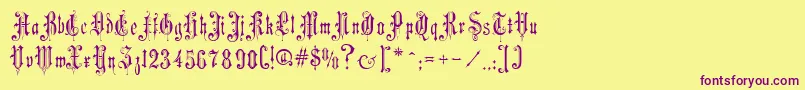 MusicHallRegular Font – Purple Fonts on Yellow Background