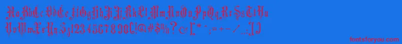 MusicHallRegular-Schriftart – Rote Schriften auf blauem Hintergrund