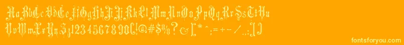 Fonte MusicHallRegular – fontes amarelas em um fundo laranja