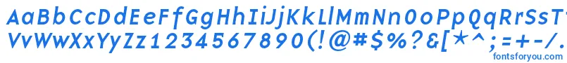 フォントBaseninecItalic – 白い背景に青い文字