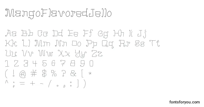 Schriftart MangoFlavoredJello – Alphabet, Zahlen, spezielle Symbole