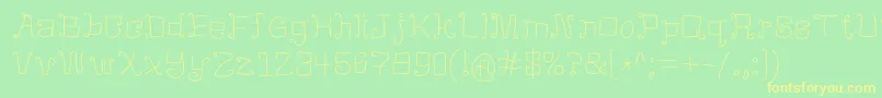 フォントMangoFlavoredJello – 黄色の文字が緑の背景にあります