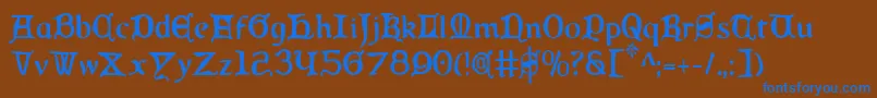 QueenCountryCondensed Font – Blue Fonts on Brown Background