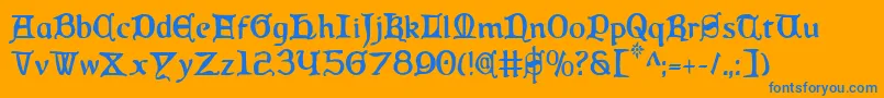 フォントQueenCountryCondensed – オレンジの背景に青い文字