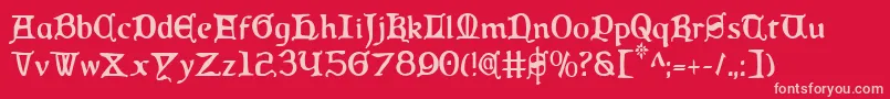 Fonte QueenCountryCondensed – fontes rosa em um fundo vermelho