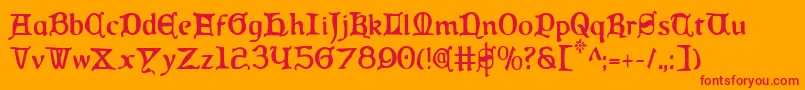 フォントQueenCountryCondensed – オレンジの背景に赤い文字