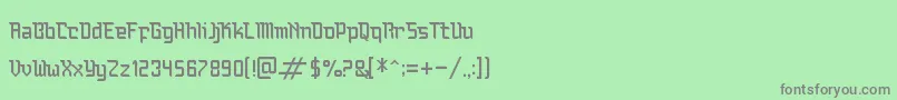 フォントBauchaomaicha – 緑の背景に灰色の文字