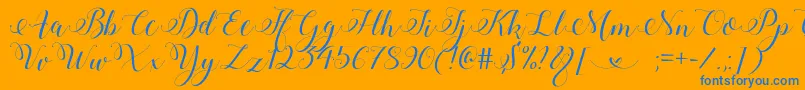 StylishCalligraphyDemo Font – Blue Fonts on Orange Background