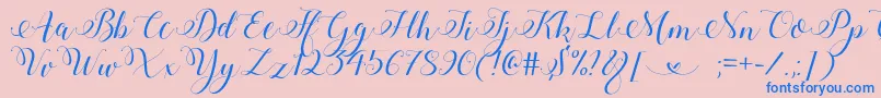 StylishCalligraphyDemo Font – Blue Fonts on Pink Background