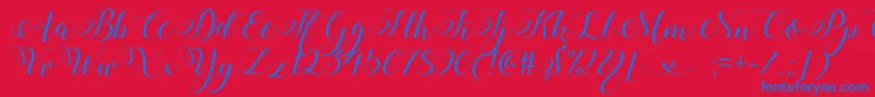 StylishCalligraphyDemo-Schriftart – Blaue Schriften auf rotem Hintergrund