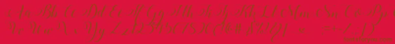 Fonte StylishCalligraphyDemo – fontes marrons em um fundo vermelho
