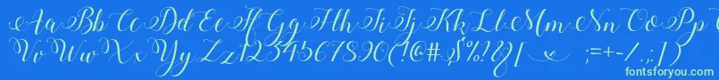 StylishCalligraphyDemo Font – Green Fonts on Blue Background