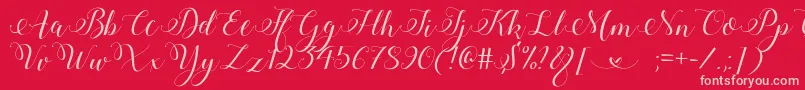 Weitere Informationen zur StylishCalligraphyDemo-Schriftart StylishCalligraphyDemo-Schriftart – Rosa Schriften auf rotem Hintergrund