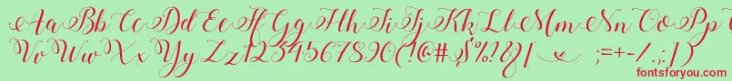 StylishCalligraphyDemo Font – Red Fonts on Green Background