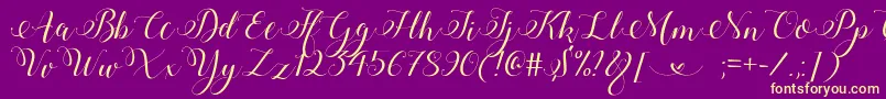 StylishCalligraphyDemo-Schriftart – Gelbe Schriften auf violettem Hintergrund