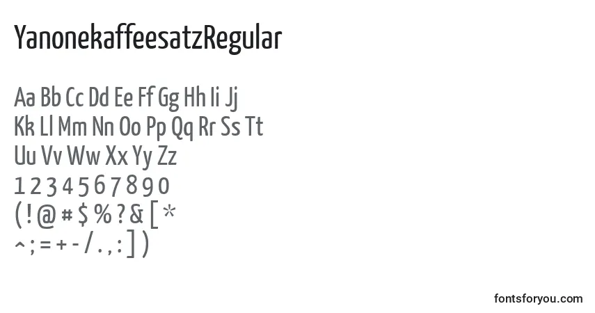 Czcionka YanonekaffeesatzRegular (110594) – alfabet, cyfry, specjalne znaki