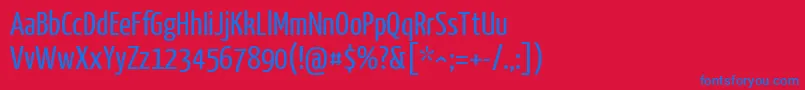 YanonekaffeesatzRegular-Schriftart – Blaue Schriften auf rotem Hintergrund