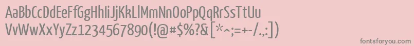 フォントYanonekaffeesatzRegular – ピンクの背景に灰色の文字