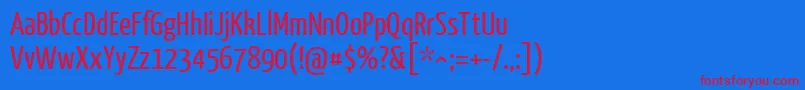 YanonekaffeesatzRegular Font – Red Fonts on Blue Background