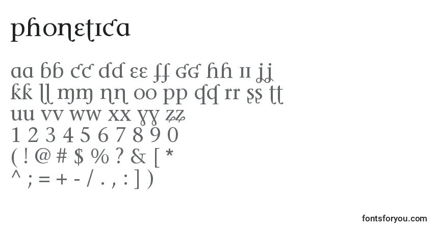 A fonte Phonetica – alfabeto, números, caracteres especiais