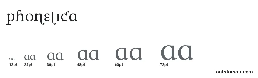 Größen der Schriftart Phonetica