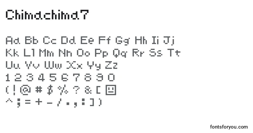 Czcionka Chimachima7 – alfabet, cyfry, specjalne znaki