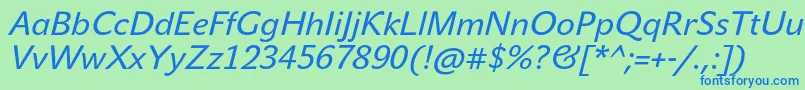 JohnsansTextProItalic Font – Blue Fonts on Green Background