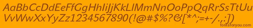JohnsansTextProItalic Font – Brown Fonts on Orange Background