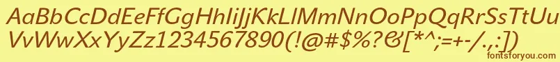 JohnsansTextProItalic Font – Brown Fonts on Yellow Background