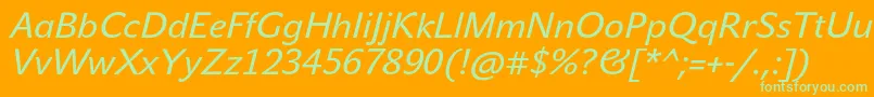 JohnsansTextProItalic Font – Green Fonts on Orange Background