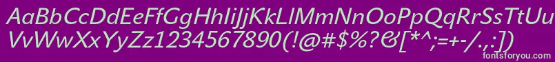 JohnsansTextProItalic Font – Green Fonts on Purple Background