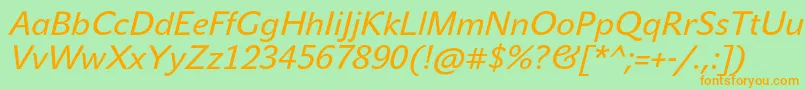 JohnsansTextProItalic Font – Orange Fonts on Green Background