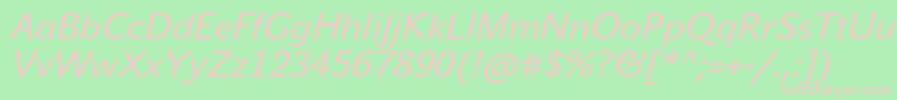 JohnsansTextProItalic Font – Pink Fonts on Green Background