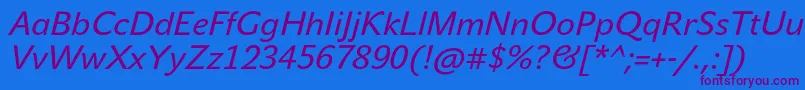 JohnsansTextProItalic Font – Purple Fonts on Blue Background