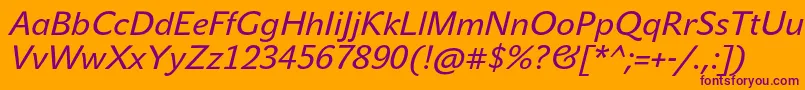 JohnsansTextProItalic Font – Purple Fonts on Orange Background