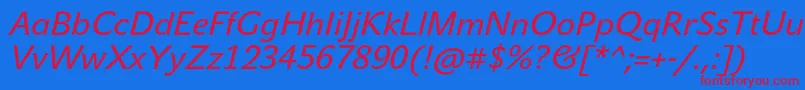 JohnsansTextProItalic Font – Red Fonts on Blue Background