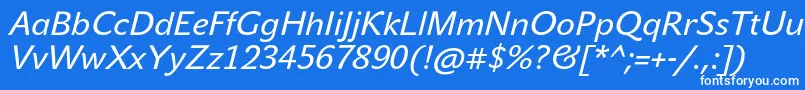 Шрифт JohnsansTextProItalic – белые шрифты на синем фоне