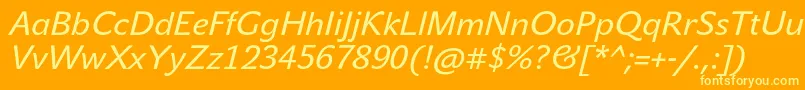 JohnsansTextProItalic Font – Yellow Fonts on Orange Background