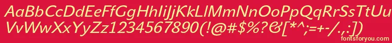 JohnsansTextProItalic Font – Yellow Fonts on Red Background