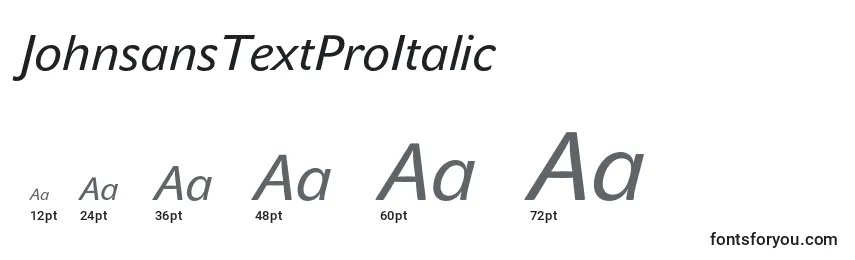 JohnsansTextProItalic font sizes