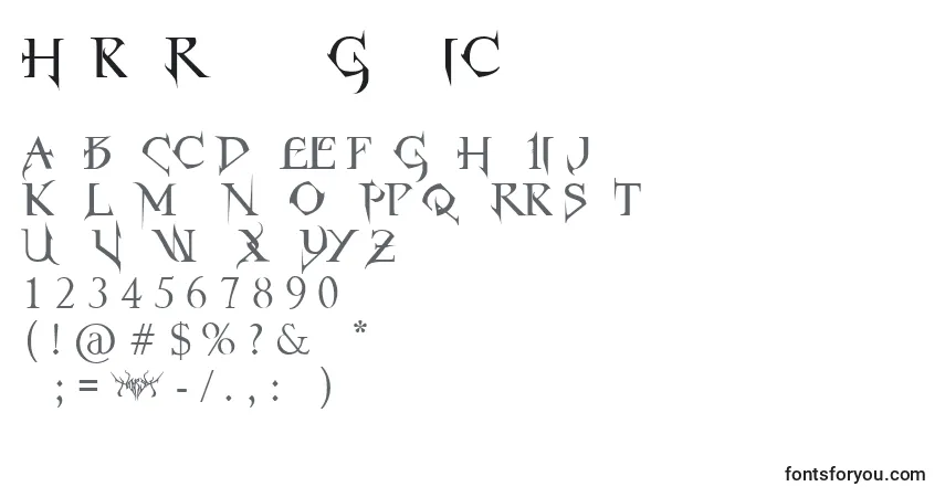 A fonte HorstRomanGothic – alfabeto, números, caracteres especiais