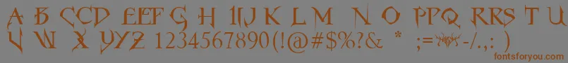 フォントHorstRomanGothic – 茶色の文字が灰色の背景にあります。