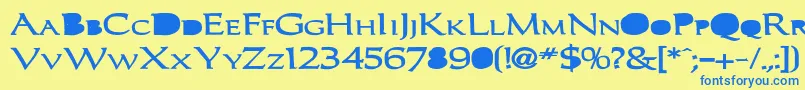 フォントCaracubBold – 青い文字が黄色の背景にあります。