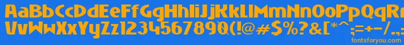 フォントNiobiumBlack – オレンジ色の文字が青い背景にあります。
