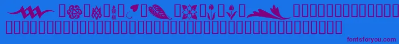 KrSimpleFleur3-Schriftart – Violette Schriften auf blauem Hintergrund